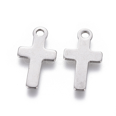 Tarnish Resistant 201 Stainless Steel Tiny Cross Charms STAS-L233-072P-1