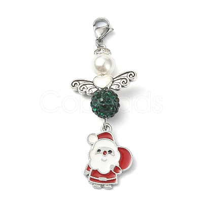 Christmas Theme Angel Alloy Enamel Pendant Decoration HJEW-TA00026-1