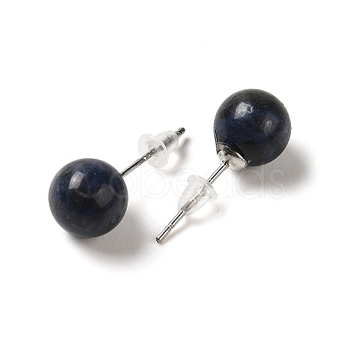 Natural Lapis Lazuli Stud Earrings G-B075-02P-08-1