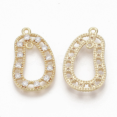 Brass Micro Pave Clear Cubic Zirconia Links ZIRC-Q021-055G-NF-1