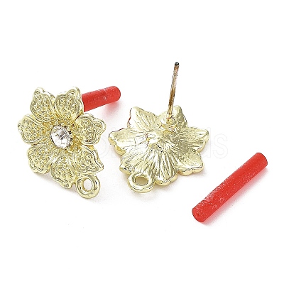 Rack Plating Alloy Flower Stud Earrings Finding EJEW-B030-08G-1