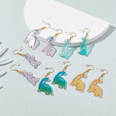 Acrylic Dinosaur Pendants Dangle Earrings EJEW-JE04581-1