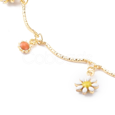 Brass Enamel Charm Anklets AJEW-AN00396-1