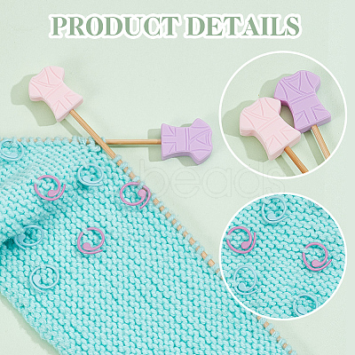 Nbeads 6Pcs 6 Styles Female Nurse Clothes Silicone Beads Knitting Needle Protectors/Knitting Needle Stoppers DIY-NB0010-35-1