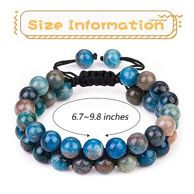 Natural Apatite Braided Bead Bracelet BJEW-SW00001-09-1