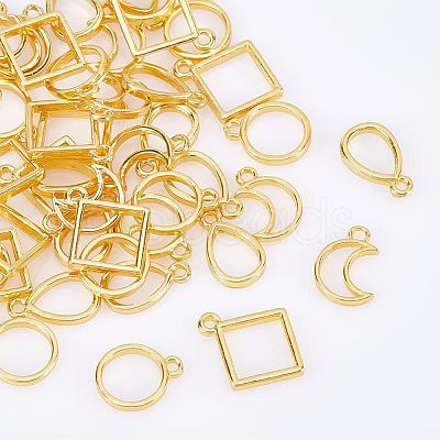 CHGCRAFT 48Pcs 4 Styles Alloy Open Back Bezel Pendants FIND-CA0005-98-1