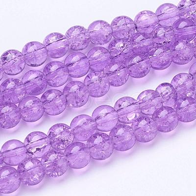 Spray Painted Crackle Glass Beads Strands CCG-Q001-6mm-12-1