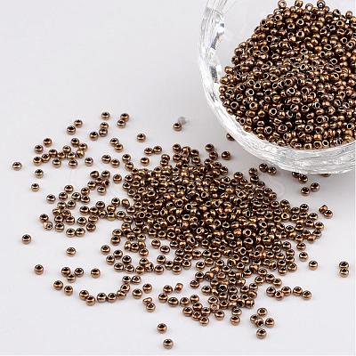 Dark Goldenrod 11/0 Grade A Electroplated Glass Seed Beads X-SEED-Q008-F601-1