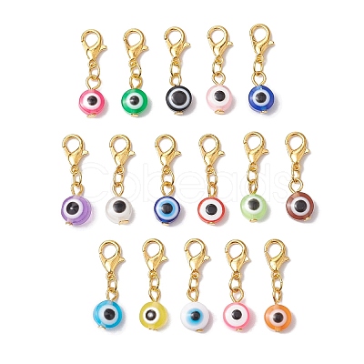 16Pcs 16 Styles Evil Eye Resin Pendant Decorations HJEW-JM01952-01-1