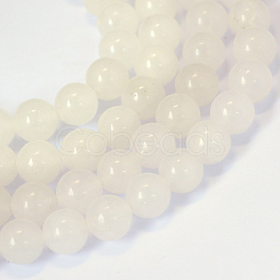 Natural White Jade Round Bead Strands X-G-E334-6mm-13-1