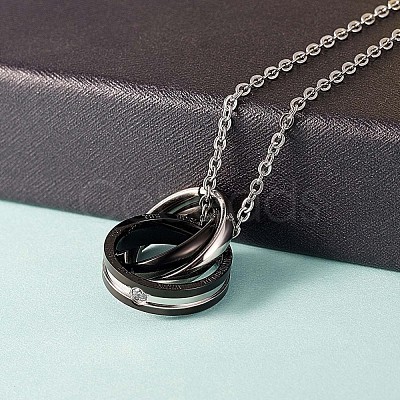 Men's 3 Circles Interlocking Pendant Necklace JN1012B-1