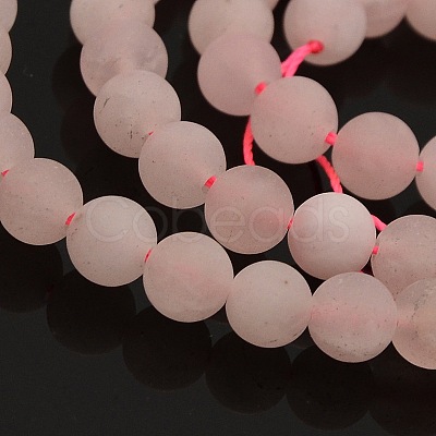 Frosted Natural Rose Quartz Round Beads Strands G-N0120-43-6mm-1