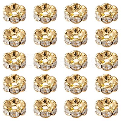 Brass Rhinestone Spacer Beads RB-YW0001-05D-01G-1