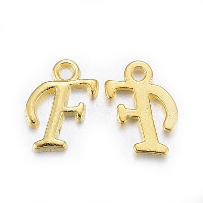 Golden Plated Alloy Letter Pendants X-PALLOY-J718-01G-F-1