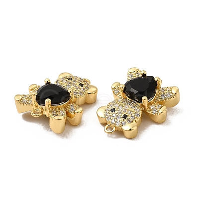 Rack Plating Brass Micro Pave Clear Cubic Zirconia Connector Charms KK-C013-01G-1