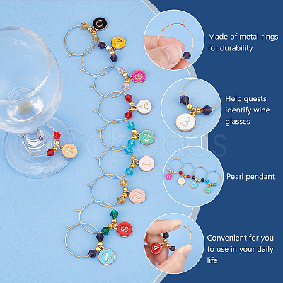 36Pcs 36 Styles Alloy Enamel Wine Glass Charms AJEW-BC00003-1