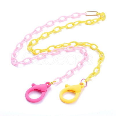 Personalized Two Tone ABS Plastic Cable Chain Necklaces NJEW-JN02825-03-1