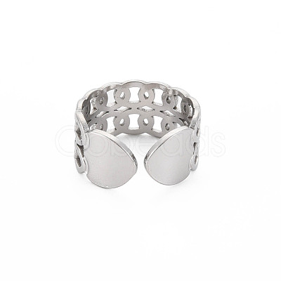 Non-Tarnish 304 Stainless Steel Curb Chain Open Cuff Ring for Women RJEW-S405-162P-1