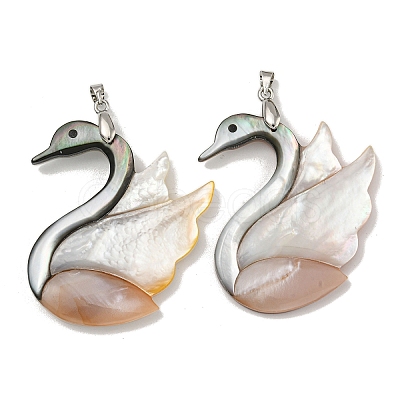 Natural Paua Shell & White Shell Pendants KK-U025-13P-1