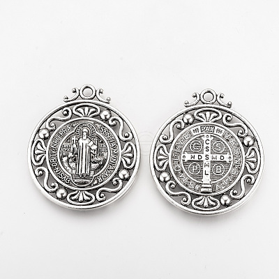 Tibetan Style Alloy Pendants X-TIBEP-Q078-01AS-RS-1