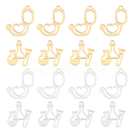 DICOSMETIC 16Pcs 4 Style 201 Stainless Steel Charms STAS-DC0006-17-1