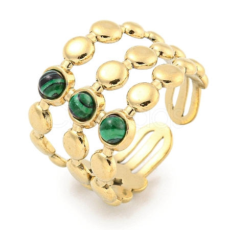 Ion Plating(IP) 304 Stainless Steel Synthetic Malachite Cuff Rings G-Z056-05G-04-1