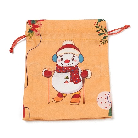 Christmas Theme Rectangle Cloth Bags with Jute Cord ABAG-P008-01D-1