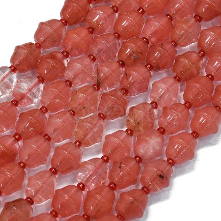 Synthetic Cherry Quartz Glass Beads Strands G-K389-D19-01-1