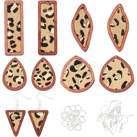 Olycraft DIY Leopard Print Geometry Earring Making Kit DIY-OC0009-69-1