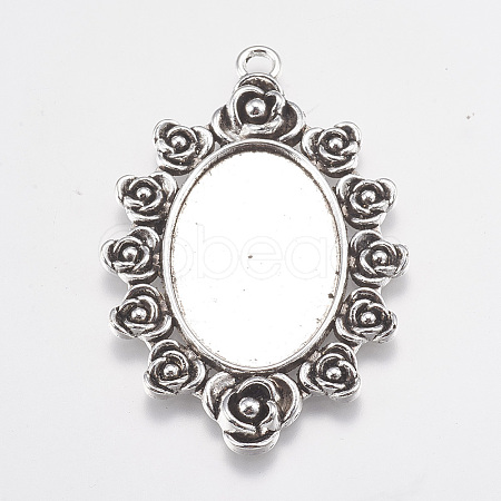 Tibetan Style Zinc Alloy Pendant Cabochon Settings X-TIBEP-M003-04AS-RS-1