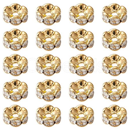 Brass Rhinestone Spacer Beads RB-YW0001-05D-01G-1