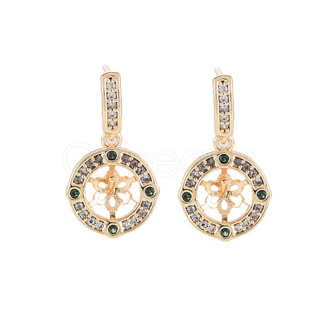 Brass Micro Pave Cubic Zirconia Stud Earring Findings KK-S364-063-1