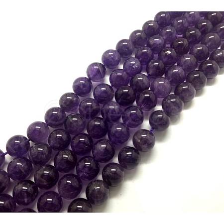 Round Natural Amethyst Beads Strands X-G-D780-1