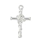 Rack Plating Alloy Pendants, Lead Free & Cadmium Free, Flat Cross Charms, Silver, 26x15.5x4mm, Hole: 1.6mm