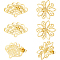 Beebeecraft 6 Pairs 2 Style Brass Stud Earring Findings, with Ear Nuts & Horizontal Loops, Flower & Fan, Real 18K Gold Plated, 14.5~19.8x19.5~23.7x0.5~0.7mm, Pin: 0.8mm, 3 Pairs/style