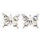 Rack Plating Alloy with Glass Pendants, Lead Free & Cadmium Free, Butterfly Charm, Platinum, 19x23x3mm, Hole: 1.2mm