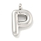 Non-Tarnish 304 Stainless Steel Pendants, Letter Charm, Stainless Steel Color, Letter P, 25x15.5x5.5mm, Hole: 3mm