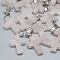 Natural Rose Quartz Pendants, with Stainless Steel Snap On Bails, Cross, 29~30x18~19x5~6mm, Hole: 6x4mm