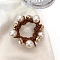 Plastic Imitation Pearl with Rhinestone Elastic Hair Ties, Horsetail Hair Accessories for Girls Women, Coconut Brown, 60mm