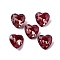 Glass Rhinestone Cabochons, Pointed Back, Faceted, Heart, Siam, 10x10x5mm