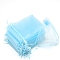 Organza DIY Craft Drawstring Bag, for Valentine Birthday Wedding Party Candy Wrapping, Light Blue, 15x10cm