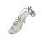 Rhodium Plated 925 Sterling Silver Enamel European Dangle Charms, High-Heeled Shoes Large Hole Pendants, Platinum, Pale Turquoise, 31mm, Hole: 4.5mm