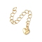 Rack Plating Brass Ends with Chain and Charms, Long-Lasting Plated, Lead Free & Cadmium Free, Heart, Light Gold, 55mm