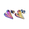 Ion Plating(IP) 304 Stainless Steel Heart Stud Earrings for Women, Rainbow Color, 13.5x11.5mm, Pin: 0.7mm