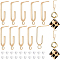 BENECREAT 12Pcs Brass Oval Stud Earring Findings, Half Hoop Earring Findings, with Vertical Loops and 30Pcs Plastic Ear Nuts, Real 18K Gold Plated, 31x2.5mm, Hole: 3.5mm, Pin: 0.8mm