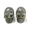 Halloween Natural Labradorite Skull Figurines, for Home Office Desktop Decoration, 28~30x23~25x26~27mm