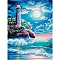 Lighthouse DIY Diamond Painting Kit, Including Resin Rhinestones Bag, Diamond Sticky Pen, Tray Plate and Glue Clay, Colorful, 400x300mm