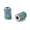 304 Stainless Steel Beads, with Rhinestone, Column, Stainless Steel Color, Aquamarine, 11x7mm, Hole: 3mm