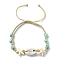 Natural Shell & Synthetic Turquoise Braided Bead Bracelet, Starfish Adjustable Bracelet, Inner Diameter: 2-3/8~4 inch(6~10cm)