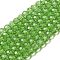 Transparent Glass Beads, Faceted(32 Facets), Round, Lime, 8mm, Hole: 1mm, about 65~67pcs/strand, 49~50cm